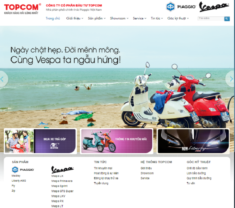 Dự án dịch vụ viết bài chuẩn seo cho Nhà phân phối xe Vespa, Piagio Việt Nam - Topcom